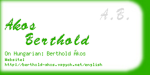 akos berthold business card
