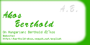 akos berthold business card